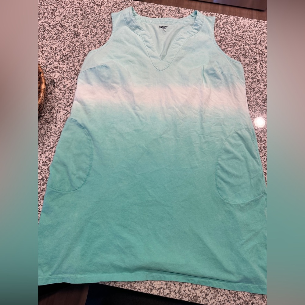 Lands' End Mint Green Ombre Sleeveless V-Neck Tunic Dress or Cover Up